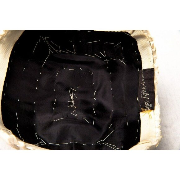 Vtg Saks Fifth Avenue Square Handmade Hat Fascinator Black Velvet And White main image 8